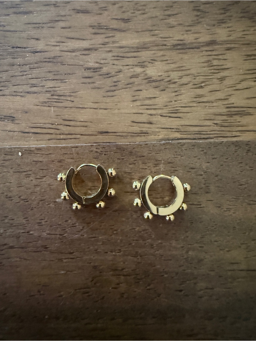 Gold-tone Huggie Hoop Earrings with Beaded Accents